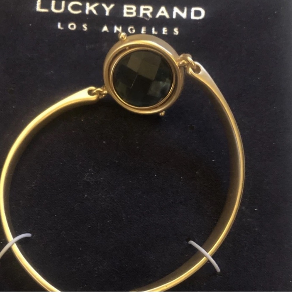 Lucky Brand Gold Tone Bangle With Reversible Natural Stone Accent NWT & Box - Picture 9 of 12